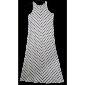 David Jones ~Woman Size 12~ White/Blue Striped Linen Blend Maxi Dress Sleeveless